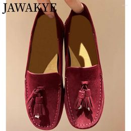 Chaussures décontractées jawakye vache suède plate orteil rond Slip sur mules dames mots de serrure en métal décoration printemps d'été marche