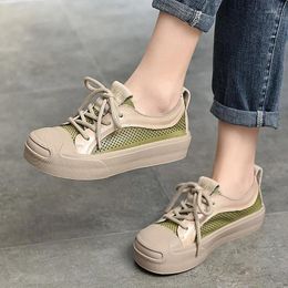 Casual schoenen Johnature echte lederen platte sandalen 2024 zomer handgemaakte ronde teen ademende vrouwen vulcanize platform