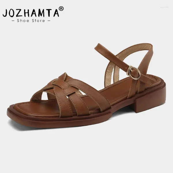 Chaussures décontractées Jozhamta Taille 34-43 Femmes Flats Gladiator Sandales Real Le cuir bracelet