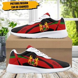 Chaussures décontractées Kenya National Flag Imprimé Femmes Trainin Running Cyy Lace-Up Flat Durable Gym Teen Sneaker On Demand Tenis masculino