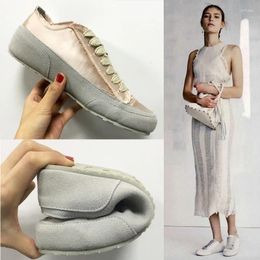 Casual schoenen Kooovan dames sneakers 2024 satijn zijden riem witte stijl scrub mode zachte bodem werk