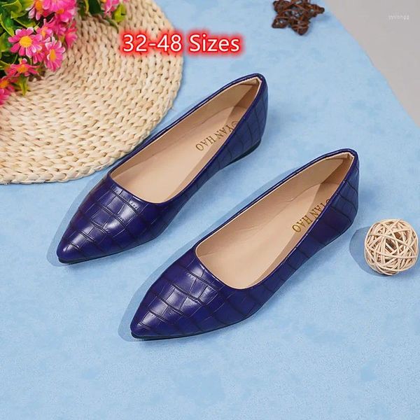 Zapatos informales a cuadros coreanos Mujeres Diseñador de lujo Flats 2024 Promoción de llegadas Pointy Toe Royal Blue Orange Slip-ons 32-48
