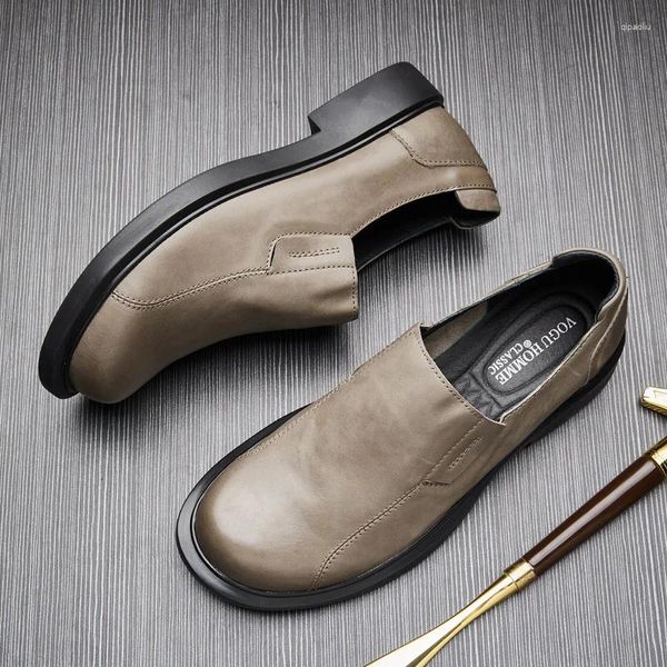 Chaussures décontractées Men coréen Robe en cuir oxford Véritable costume Slip on Business Wedding Formal Italian Brand Drive Lofers