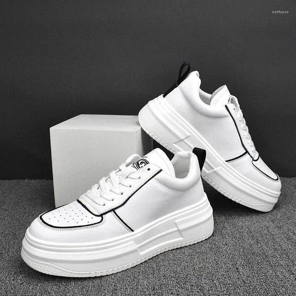 Zapatos informales Estilo coreano Cordas blancas para hombres Oxfords zapatería de cuero original zapatillas de zapatillas jóvenes calles zapato