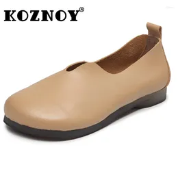 Chaussures décontractées Koznoy 1,5 cm 2024 Ethnique naturel authentique cuir rond rond Slip on Summer Femmes confortables Loissine à semelle douce Oxford Mom