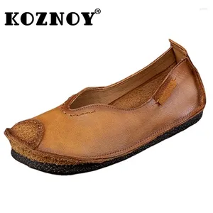 Chaussures décontractées Koznoy 1cm Cow naturel Vow Geuthe Surint Leather Moccasins Designer Summer Femmes Softs Flats Locs confortables Femmes Femmes rétro