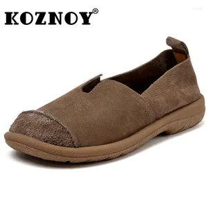 Casual schoenen Koznoy 2,5 cm etnische natuurlijke koe suede comfortabele vrouwen Spring slip op dames vrijetijds zachte flats echte lederen herfst loafer