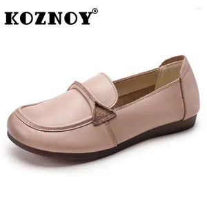 Casual schoenen Koznoy 2,5 cm retro etnisch echt lederen lente herfst zomer comfortabele ondiepe vrouwen flats Mary Jane Oxfords Loafers