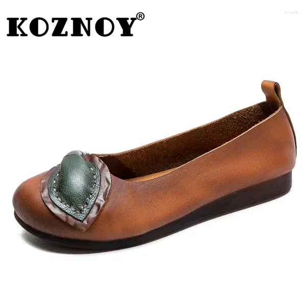 Zapatos casuales koznoy 2cm vaca cuero genuino mujer étnica mocasin elegancia suave soled de lujo de lujo damas