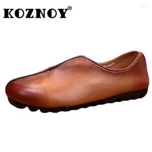 Chaussures décontractées Koznoy 2cm Summer femme vache véritable cuir authentique peu profond confortable mocassins doux mocassin et ethnique élégance dames