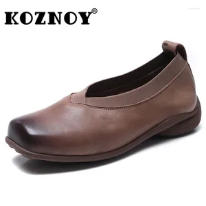 Casual schoenen Koznoy 3,5 cm natuurlijke koe echte lederen lente loafer dames rubber retro flats etnische zomer comfortabele zachte oplossing