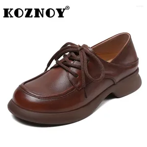 Chaussures décontractées Koznoy 3,5 cm Natural Reulte en cuir et ethnique rond travail