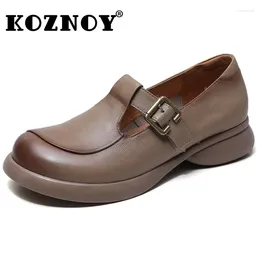 Casual schoenen Koznoy 3cm etnische natuurlijke koe echte lederen zomer comfortabele vrouwen zachte flats rubber ademende haak mocassins vrouwen retro retro