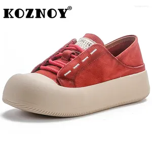 Chaussures décontractées Koznoy 4cm Cow Suede authentique cuir d'été appartements automne chunky sneaker confort