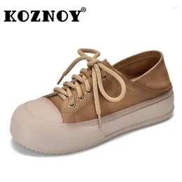 Casual schoenen Koznoy 4cm koe suede natuurlijk echt leer comfortabele ergonomische lente herfst vrouwen etnische vulcanisatie zachte flats loafers