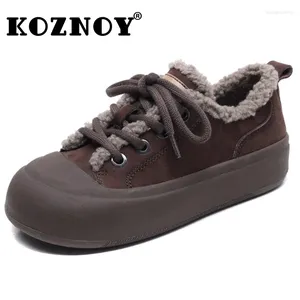 Chaussures décontractées Koznoy 4cm Ergonomic Cow Suede en cuir authentique en cuir élevé Brand Spring Winter Plux de moabilles