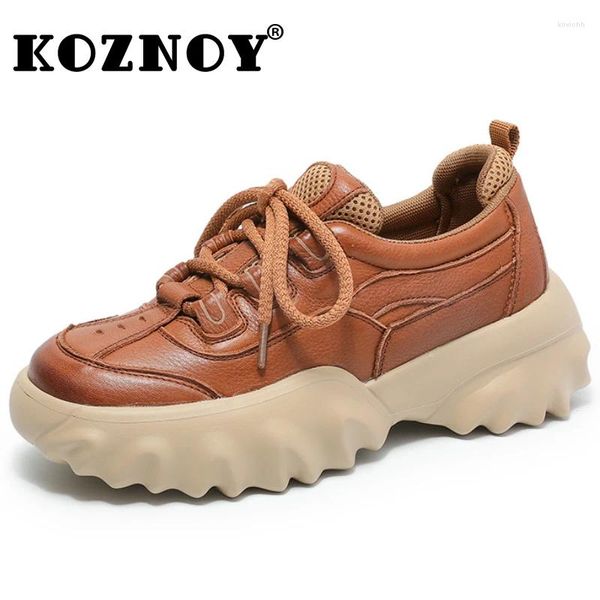 Zapatos informales Koznoy 5cm Mujeres Plataforma Wedge Comfy Skate Loafer Boarding Vulcanize Spring Genuine Leather Autumn Ladies Sneakers Chunky