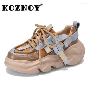 Chaussures décontractées Koznoy Tennis Femme Trend 2024 6cm Cow Geuthesine Leather Platform Sneakers Automne printemps confortable Fashion Centre Chunky