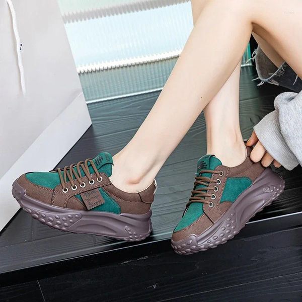 Zapatos casuales Krasovki 6cm de cuero genuino vulcanizan el color mixto plataforma de zapatillas de zapatillas