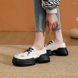 Casual schoenen krasovki 7cm echt lederen platform flats hoog merk ademende lente zomer gemengde kleur dikke sneaker loafer