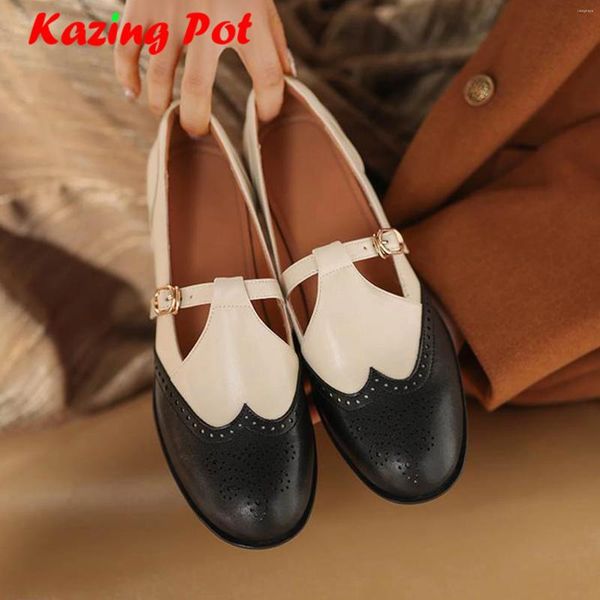 Chaussures décontractées krazing pot vache en cuir basse talon rond