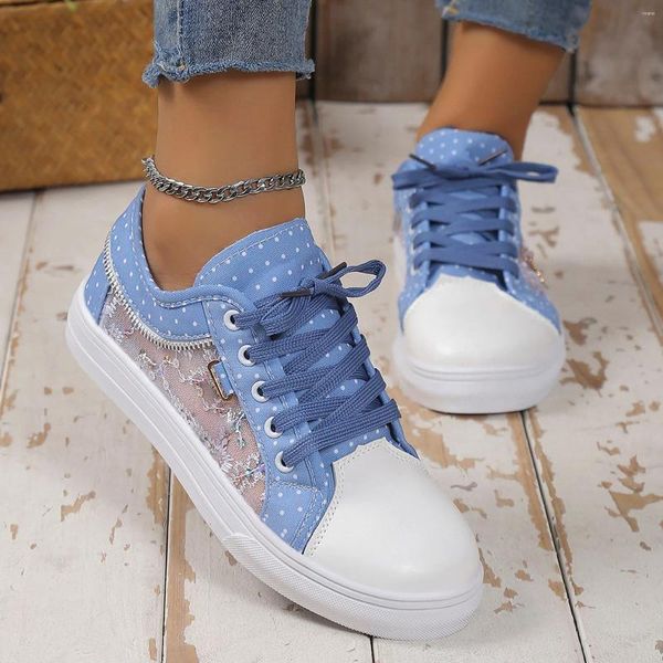 Chaussures décontractées Lace Hollow Patchwork Leisure Four Seasons Four Seasons Non Slip Flat Toe Round Aupable Up Zapatos Para Mujeres