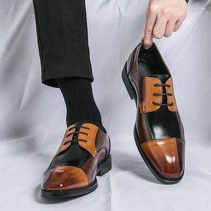 Chaussures décontractées mâle à lacets 2024 pour les hommes Elecy Business Business's Color Gatching Oxford All-Match Coiffeur Shoes00