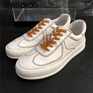 Chaussures décontractées Lacet Up Sneakers High Sole Skate Athletic Trainers Flats Muffin Flatsforms Real Leather Creepers Leisure Sport épais