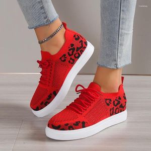 Zapatos casuales para mujer 2024, zapatillas deportivas de malla con estampado de leopardo vulcanizadas de cabeza redonda de alta calidad para verano