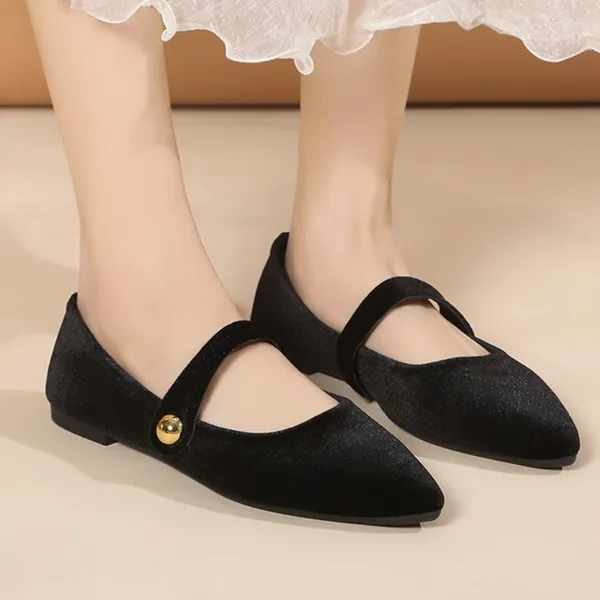 Zapatos informales Damas a la venta 2024 Fashion de las mujeres poco profundas Pisas de otoño Autumn Toe Suede Solid Flat cómodas
