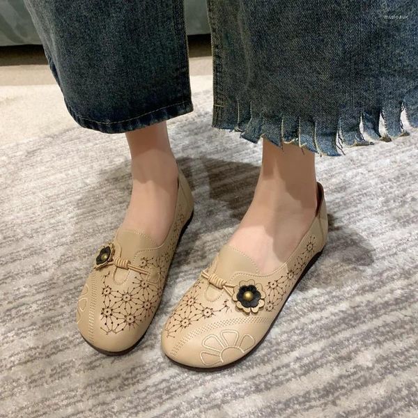 Zapatos informales Damas a la venta 2024 Fashion Round Head Flower Flores Flats Summer Trabajo transpirable Mujer mocasines Zapatos