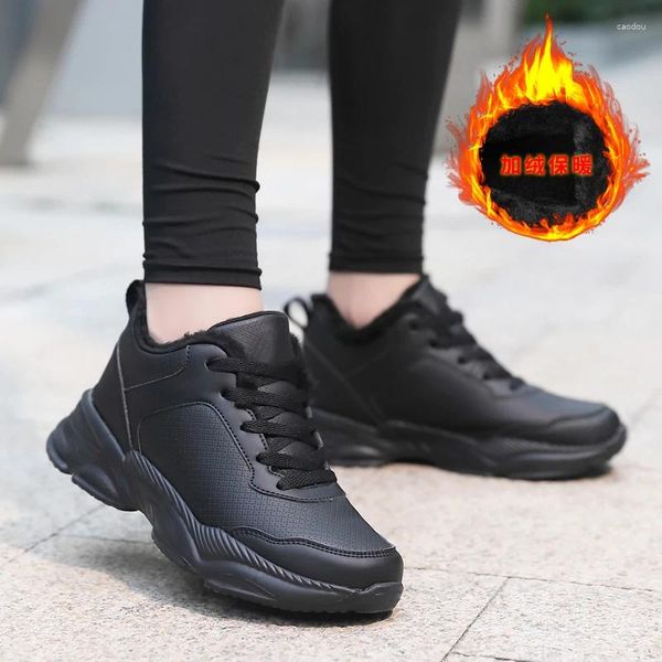 Zapatos informales Gran tamaño 41 42 Mantenga a las mujeres cálidas Nieve termal caminata de zapatillas Fur dentro del deporte femenino corriendo con algodón