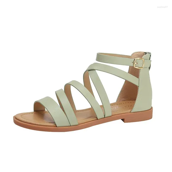 Zapatos informales de gran tamaño mujeres de verano 1,5 cm de 2cm tacones de altura sandalias dama playa liviana femenina exterior de vacaciones romanas