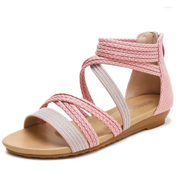 Zapatos informales Mujeres de verano de gran tamaño 1 cm 3cm tacones de altura sandalias dama cómoda retro mujer romana ligera