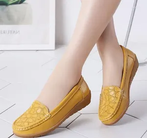 Casual schoenen groot formaat vrouwen flats echte lederen vrouw loafers glijden op balletballerines woemn