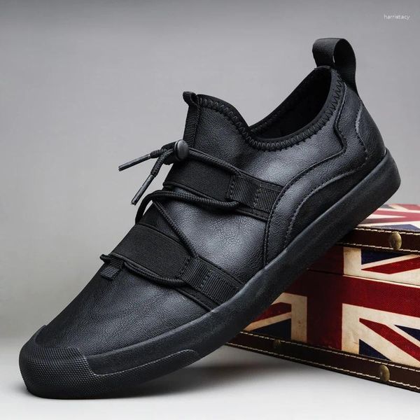Chaussures décontractées paresseuses en cuir récréatif hommes élastiques humides automne 2024 baskets