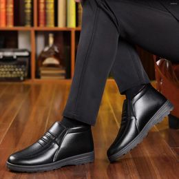 Chaussures décontractées en cuir coton pour hommes haut haut de personnes vieilles chaussures de cheville