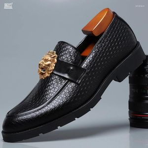 Casual schoenen Leer Krokodilpatroon Loafers voor heren Flats Kantoormocassins Rijden Bruiloft Zakelijk Gesp Slip-op A1