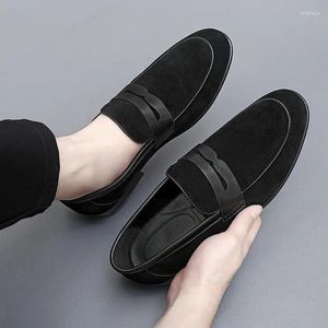 Zapatos Casuales Cuero Para Hombres Moda Cómodos Mocasines Para Hombre Gamuza Slip-on Leahter Flat Walking