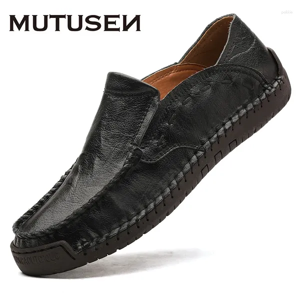 Chaussures décontractées Muisseurs en cuir Fashion Low Summer Souhtable Mens Handmade Walking Flat Plus taille 48