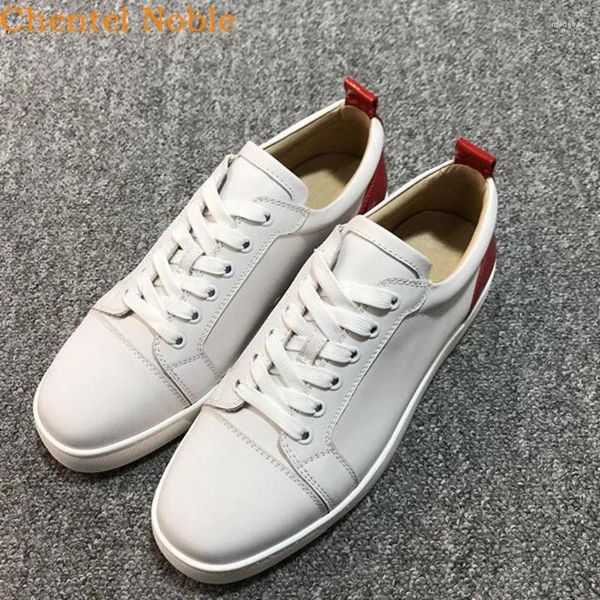 Chaussures décontractées en cuir conception de luxe blanc rouge couleur hommes appartements sneaker classique printemps lacet-up basse tenis respirant masculino