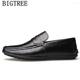 Chaussures décontractées en cuir pour hommes, mocassins de marque de conduite, Sepatu sans lacet Pria, Erkek Spor Ayakkabi Bona, 2024