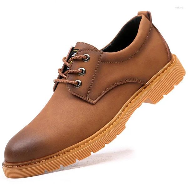 Zapatos casuales de cuero trabajo de cuero para hombres bajos al aire libre