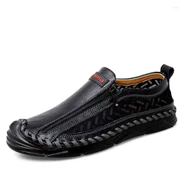 Casual Schoenen Lederen Mocassins Loafers Volwassen Mannen Ademend Schoeisel Zip Mannelijke Sneakers Hoge Kwaliteit Naaien