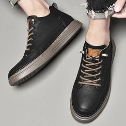 Zapatos casuales de cuero zapatillas para hombres de cuero altura del hombre al altura de 5 cm de alta calidad hombres para gran tamaño 47