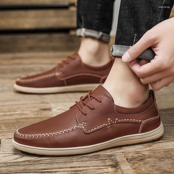 Chaussures décontractées en cuir pour hommes, mocassins en daim, conduite d'affaires, mocassins plats et confortables, loisirs, marche