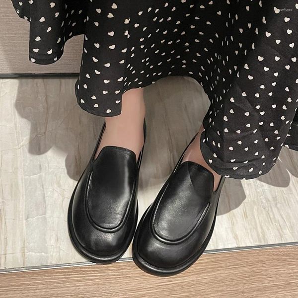 Chaussures décontractées Leehmzay Taille 33-40 Femmes Flats Locs doux en cuir authentique talons bas 2024 Ins Slip on Daily Office Dame Robe