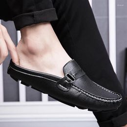 Chaussures décontractées loisirs marche hommes demi italien Handmande Slipon conduite cuir doux confort pantoufles mocassins Muller