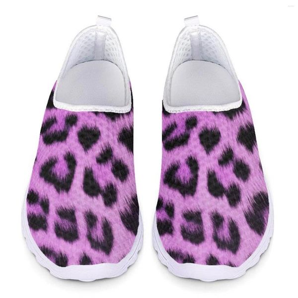 Chaussures décontractées Locs en mailles imprimées léopard Femmes Big Taille Slip on Sneakers Lames Summer Sport Jogging Woman Femme 2024