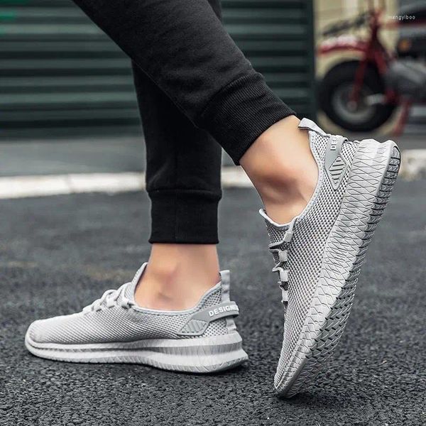 Zapatos informales ligeros con cordones zapatillas de lujo para hombre Tenis deportivos y de ocio correr Chassure gris adelgazante moda YDX2